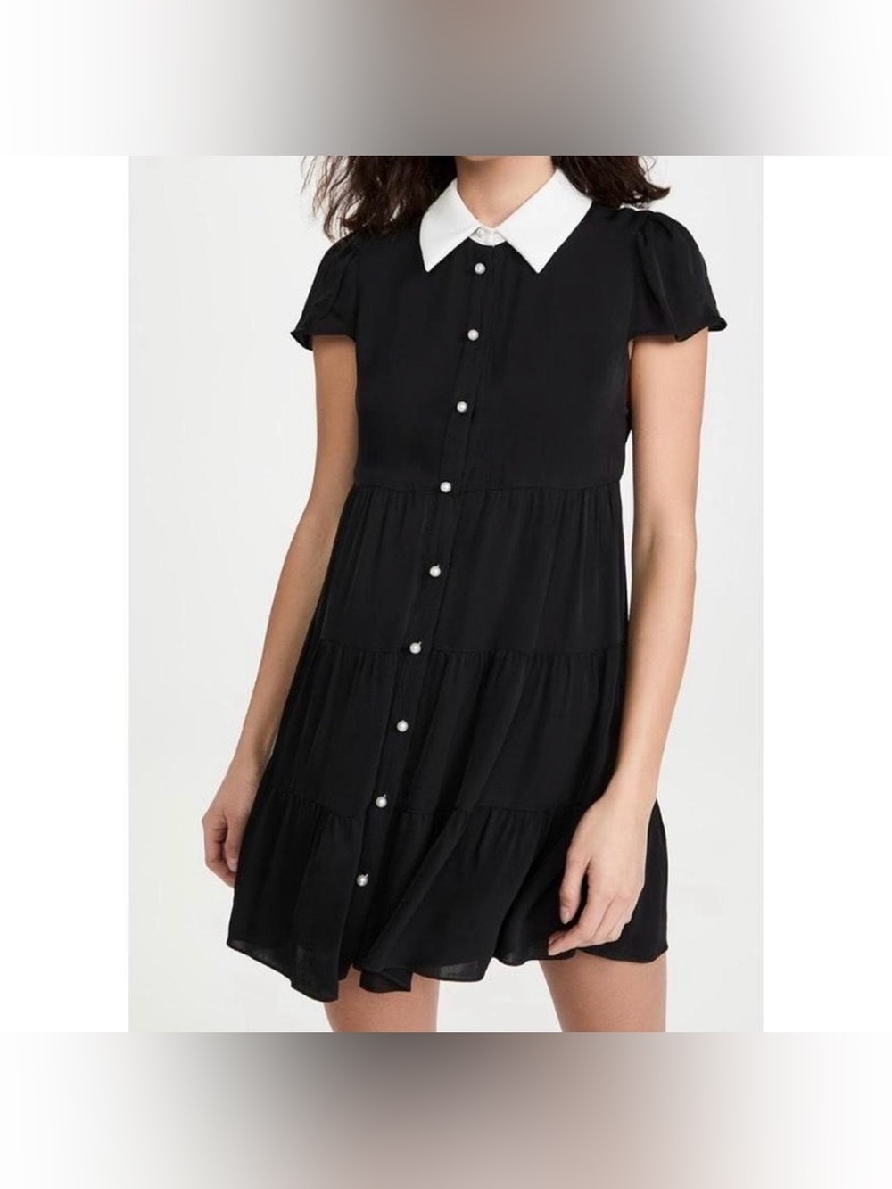 Alice + Olivia Black Shirt Dress with White Collar
